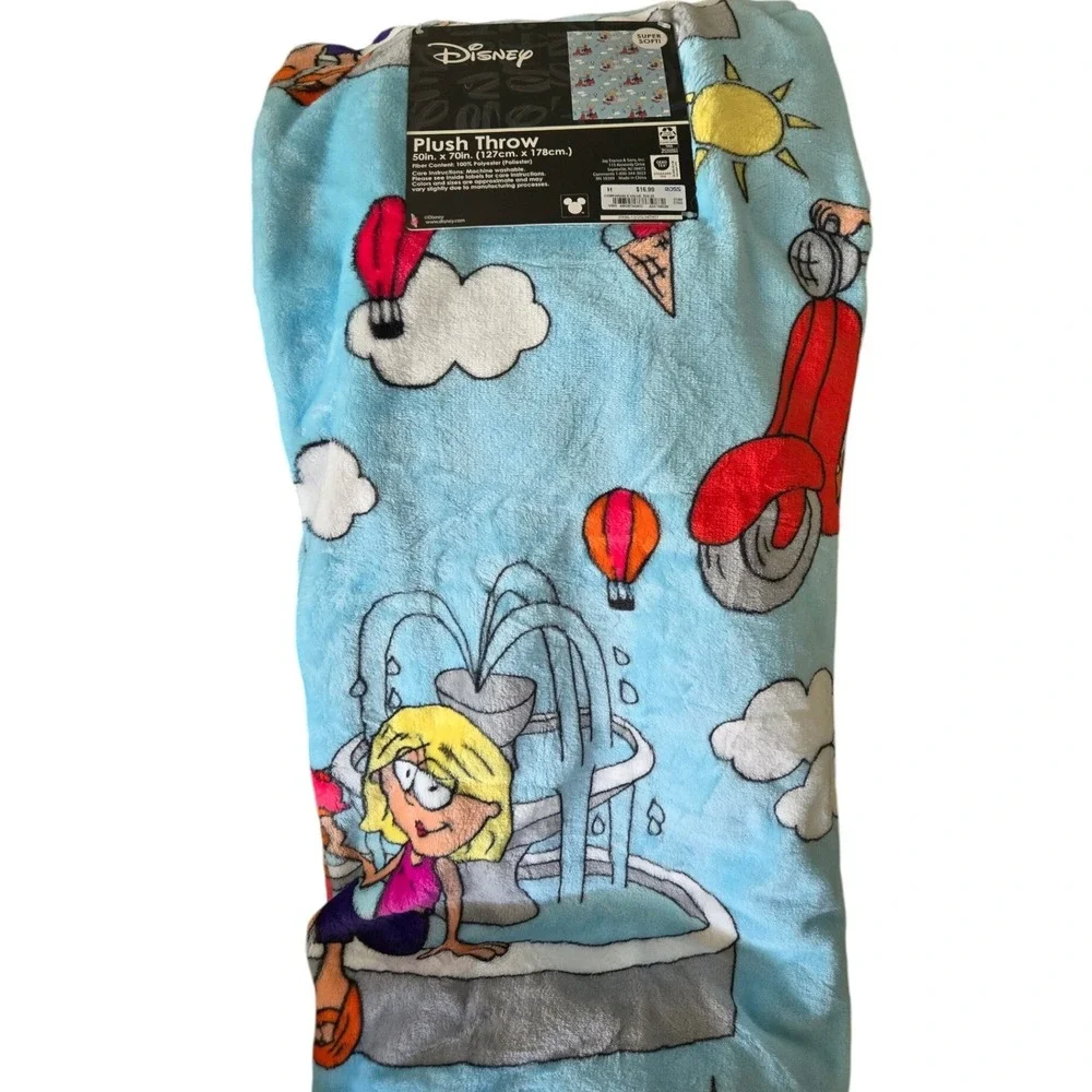 Disney Lizzie McGuire Plush Throw Blanket Blue New‎ 50x70 Fleece Y2K Aesthetic